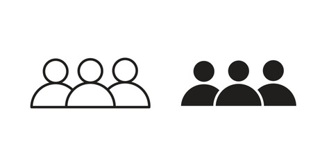 Community icons in line designs. solid silhouette style in black