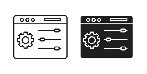 Obraz premium Control panel icons in line designs. solid silhouette style in black