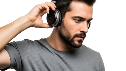 Man listening to music using headphones