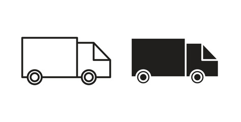 Delivery icons in line designs. solid silhouette style in black