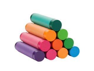 Isolated array of colorful wax crayons, assorted artistic drawing supplies for school art projects