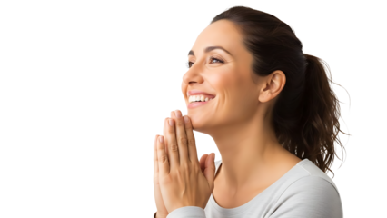Smiling woman expressing serenity and hope