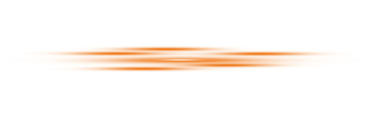 Horizontal orange laser beams with bright glowing highlights creating a futuristic light effect isolated on a transparent background for graphic design elements and abstract overlays