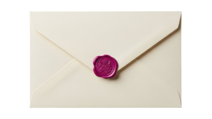 Isolated envelope with wax seal, vintage letter, invitation, greeting card, privacy message