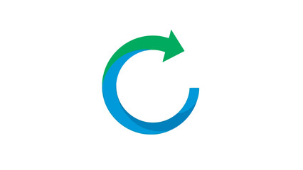 Vector illustration of refreshing arrow icon with blue and green color scheme