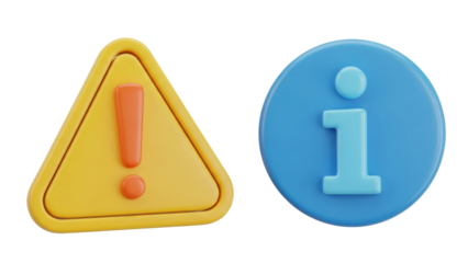 Isolated Attention icons with warning and info message for websites and applications