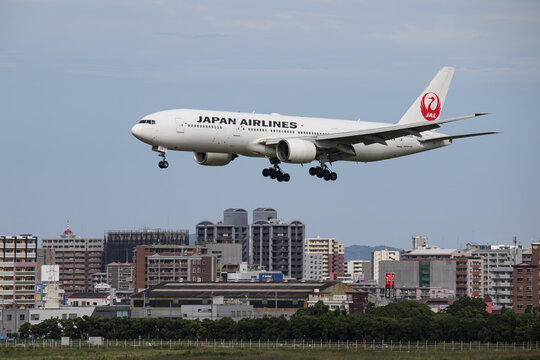 Fukuoka Japan -  Japan Airlines (JAL) Boeing 777 aircraft