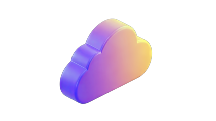 3D Cloud Icon Floating on White Background