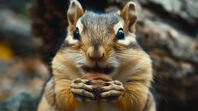 A charming of a squirrel holding nuts with its tiny hands, ready to enjoy a snack.