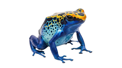 Isolated Dyeing Poison Frog stands alert, a brightly colored amphibian with toxic skin