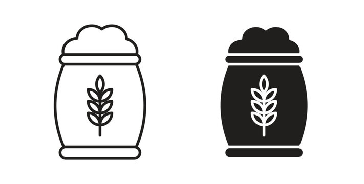 Fertilizer icons in line designs. solid silhouette style in black