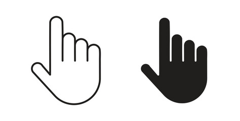 Finger icons in line designs. solid silhouette style in black