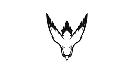 Vector illustration of aggressive eagle spreading wings, black bird showing claws