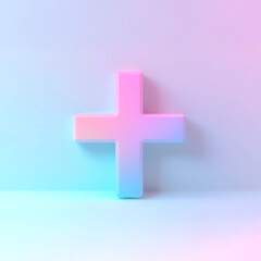 Obraz premium A pastel 3D plus sign represents positivity growth optimism and wellness in a soft minimal aesthetic.