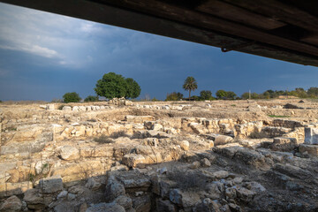 Archaeological ruins of the ancient city at Sepphoris Zippori National Park in northern Israel, with natural Galilee landscape, stone walls and excavations under clear daylight 