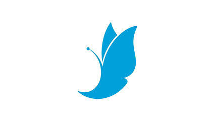 Naklejka premium Flat design of blue butterfly logo, simple, elegant, minimal vector illustration