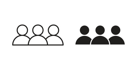 Group icons in line designs. solid silhouette style in black