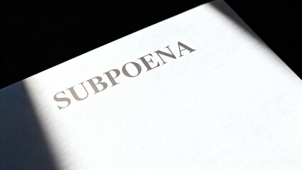 Subpoena - Minimalist view of a subpoena-style document, highlighting the top header area in a partial shot, ideal for legal or business contexts.