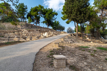 Archaeological ruins of the ancient city at Sepphoris Zippori National Park in northern Israel, with natural Galilee landscape, stone walls and excavations under clear daylight 