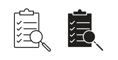 Inspection icons in line designs. solid silhouette style in black