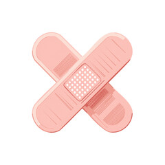 Medical Bandages Cross, First Aid Plasters, Wound Care Solution, Pink Color Illustration