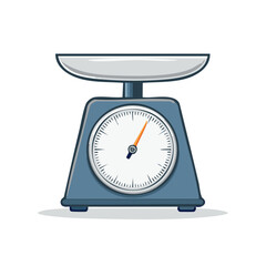 Illustration of a Kitchen Scale, Grey and White, Analog, with an Orange Needle Indicator, Isolated