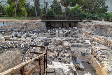 Archaeological ruins of the ancient city at Sepphoris Zippori National Park in northern Israel, with natural Galilee landscape, stone walls and excavations under clear daylight 
