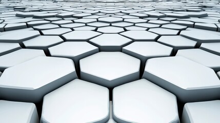 Naklejka premium Abstract 3D Rendering of White and Grey Hexagonal Pattern