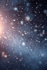 Beautiful winter scene with delicate snowflakes resting on a frosty surface and softly falling snow in the background.