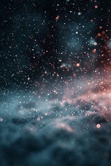 Beautiful winter scene with delicate snowflakes resting on a frosty surface and softly falling snow in the background.