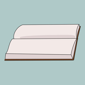 Vector Illustration of an Blank Opened Boo., White Magazine Notebook Icon Isolated Template with on Light Blue Background