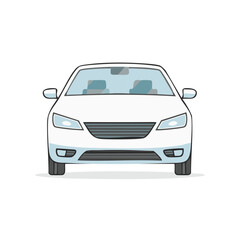 Fototapeta premium Front View of Generic White Sedan Car Drawing Illustration Modern Vehicle Automobiles
