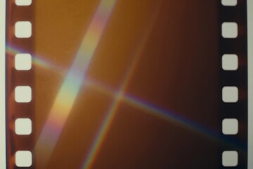 Obraz premium 35mm film strip with rainbow light leaks and vintage texture