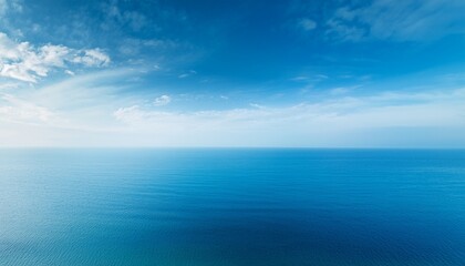 Fototapeta premium Panoramic Illustration Of Light Blue Sky With Cloudy Haze And Sea On Horizon Serene Minimalistic Design Ideal For Modern Digital Art Wallpapers And Backgrounds For Various Projects