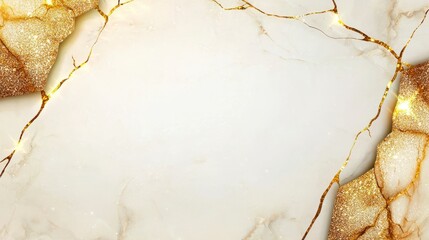 Elegant Golden Glitter Lights on Marble Background