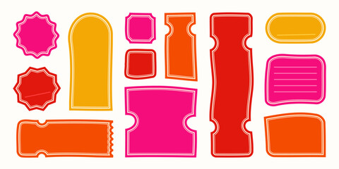 A bright collection of distorted colorful backgrounds with clean empty vector frames for text, design elements for notes, messages, labels, and creative projects.