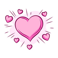 Valentine cartoon heart. Romantic speech bubble in comic style. Love greeting card.
