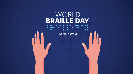 world Braille Day artwork showing raised dots with hands promoting global accessibility awareness