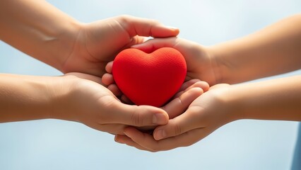 Fototapeta premium Hands holding red heart symbol
