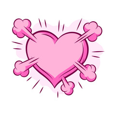 Valentine cartoon heart. Romantic speech bubble in comic style. Love greeting card.