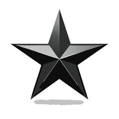 Obraz premium Metallic Five Point Star with Shadow, Black and Silver Shining Metal Star Shape