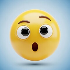 Fototapeta premium Surprised Emoji Face, Yellow, Expression.