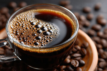 Close Up of Freshly Brewed Black Coffee