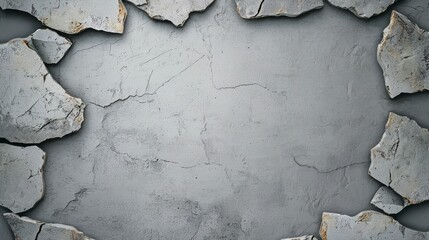 Grey Cracked Stone Texture Background with Irregular Pieces