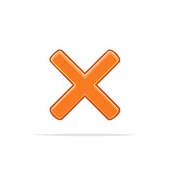 Obraz premium Orange Cartoon X Shape, Mark of Rejection, Negative Symbol, Cancellation
