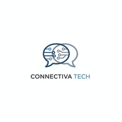 Obraz premium Connectiva Tech Circuit Board Chat Bubble Logo