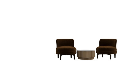 3D Render two chairs and a table in a room