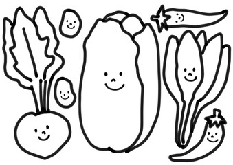 Fototapeta premium 野菜のキャラクターのベクターイラストセット