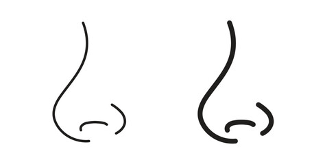 Nose icons in line designs. solid silhouette style in black