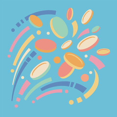 Abstract Geometric Shapes on Blue Background